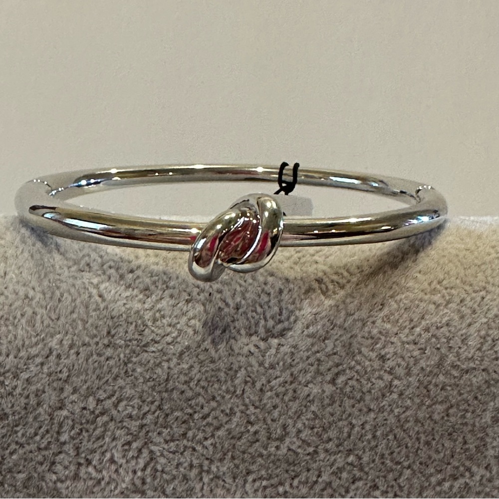 NWT The Limited Knot Bangle Bracelet - hinged open in silver tone